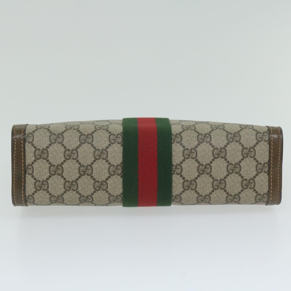GUCCI GG Supreme Web Sherry Line Clutch Bag Beige Red 64 014 2125 28 am5424