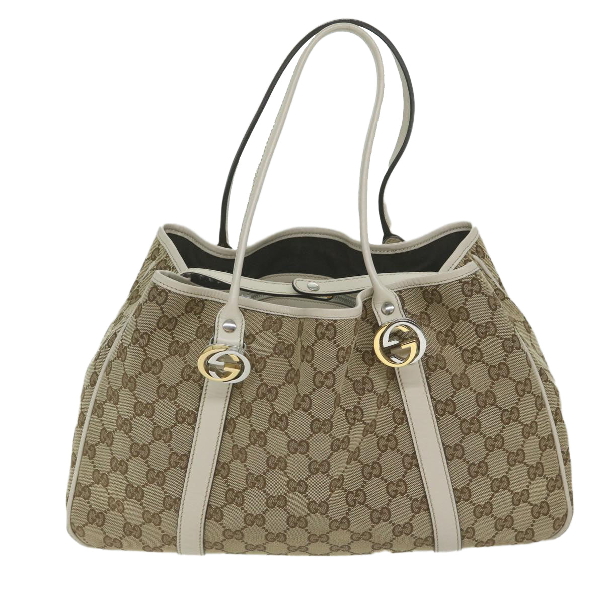 GUCCI GG Canvas GG Twins Tote Bag Beige 232957 am5445