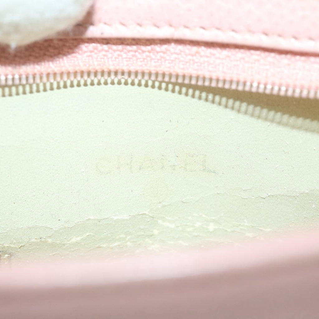CHANEL Cosmetic Pouch Caviar Skin Pink CC am5668