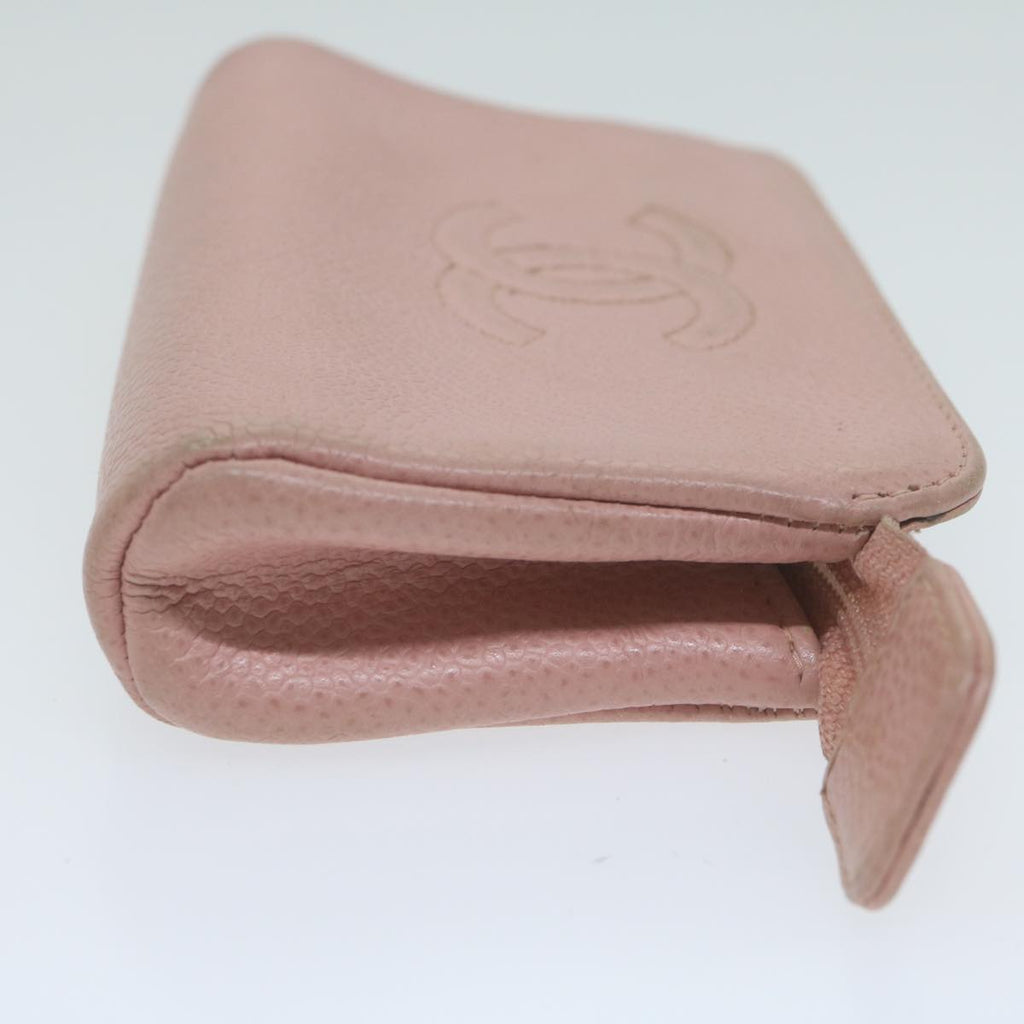 CHANEL Cosmetic Pouch Caviar Skin Pink CC am5668