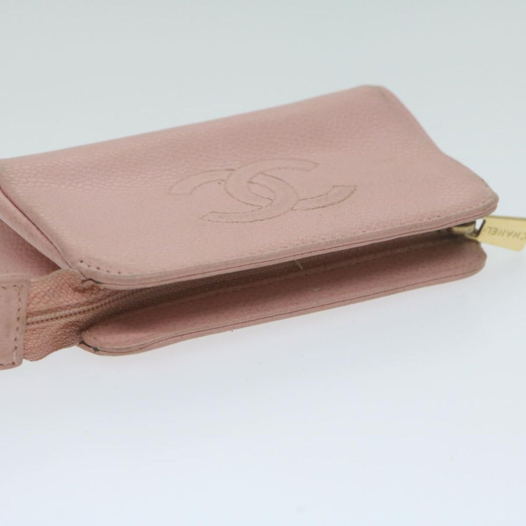 CHANEL Cosmetic Pouch Caviar Skin Pink CC am5668
