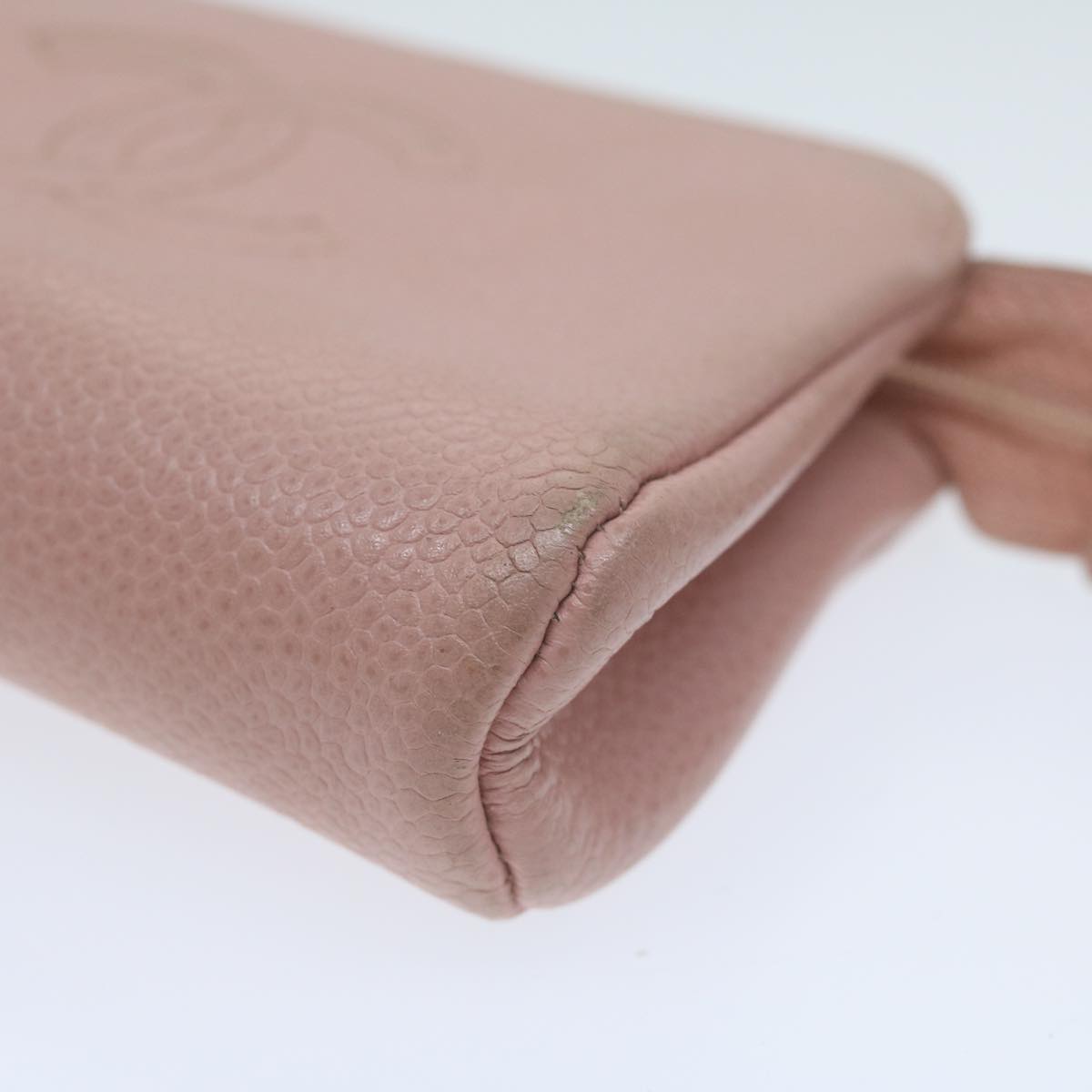 CHANEL Cosmetic Pouch Caviar Skin Pink CC am5668
