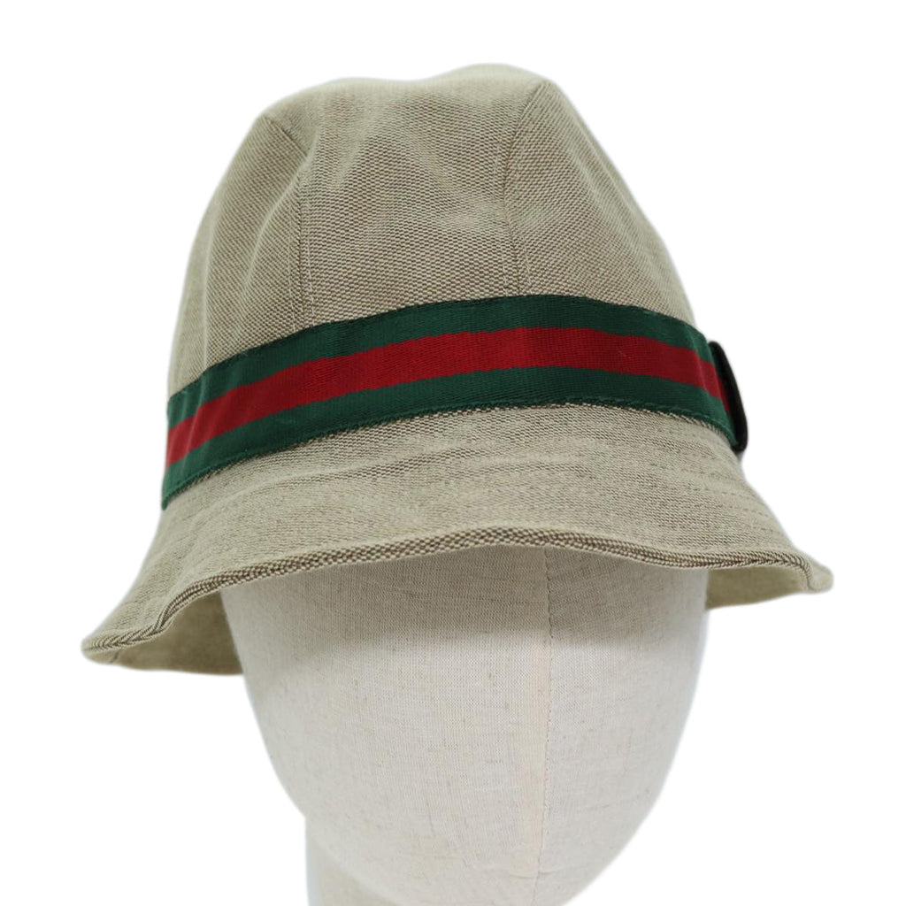 GUCCI Web Sherry Line Hat Canvas M Beige Red Green am6132