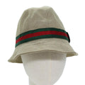 GUCCI Web Sherry Line Hat Canvas M Beige Red Green am6132