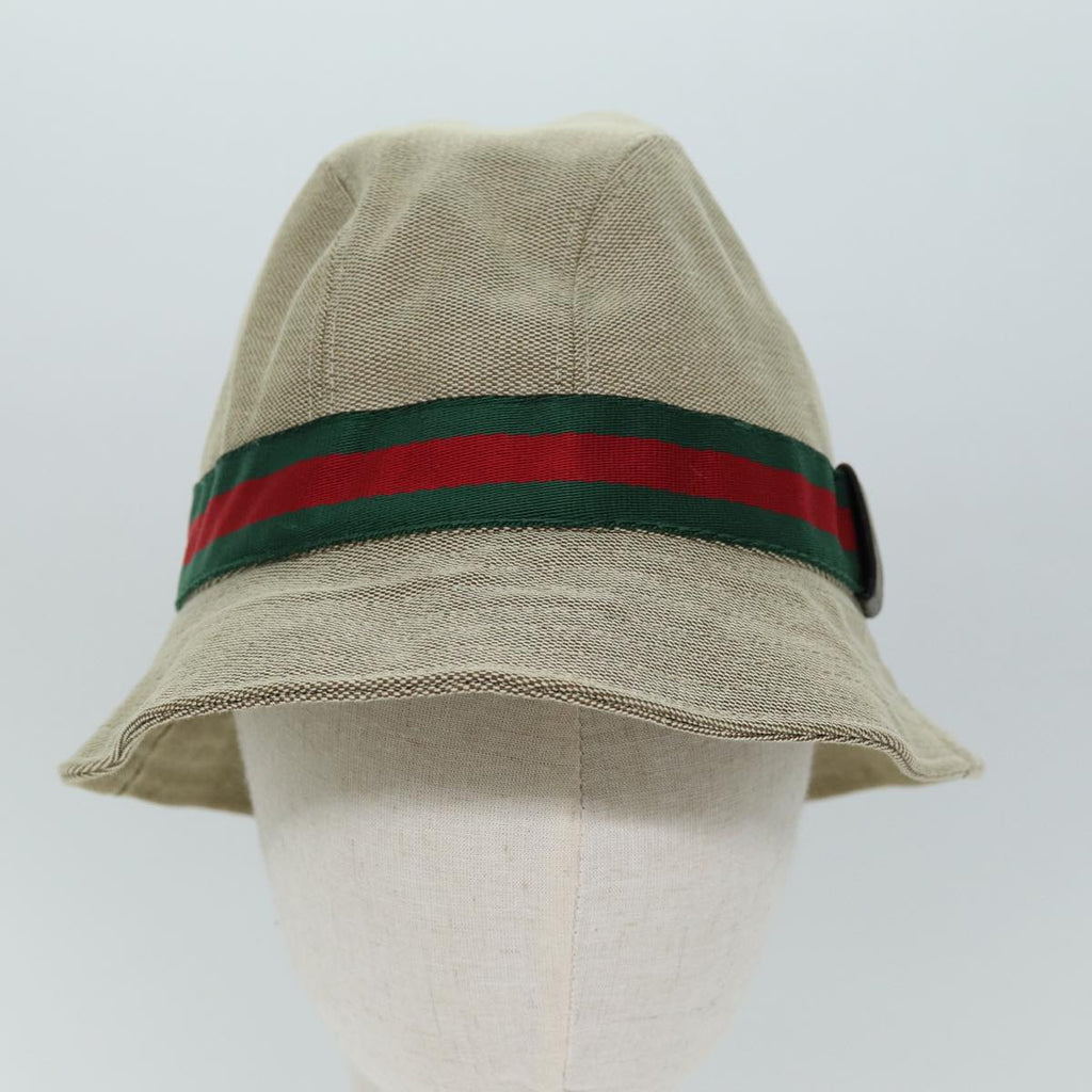 GUCCI Web Sherry Line Hat Canvas M Beige Red Green am6132