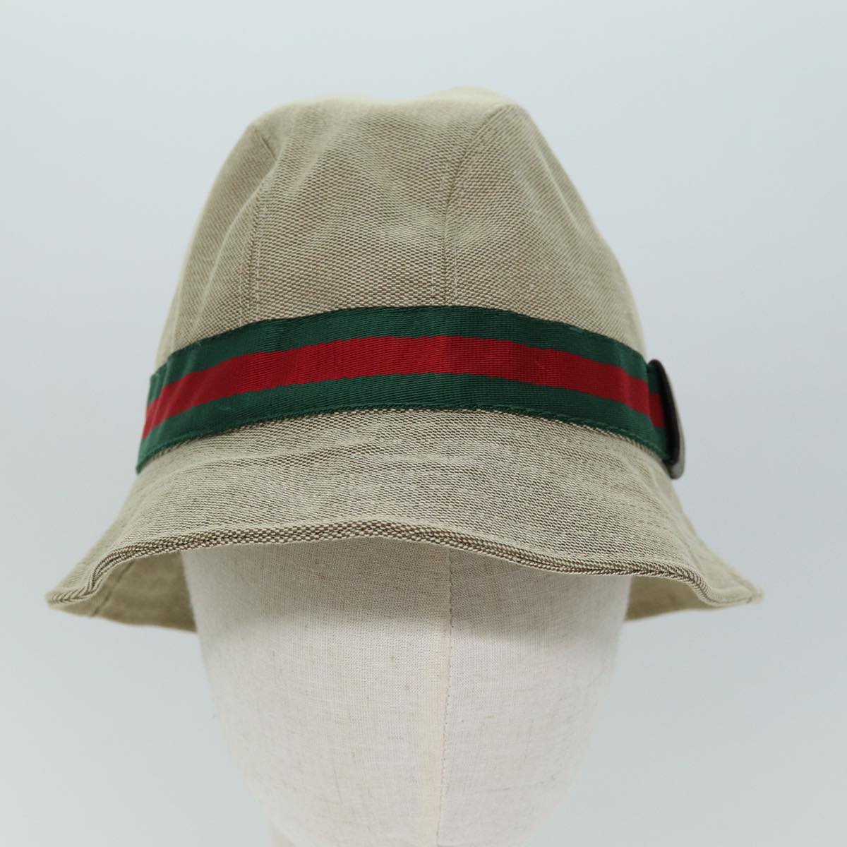 GUCCI Web Sherry Line Hat Canvas M Beige Red Green am6132