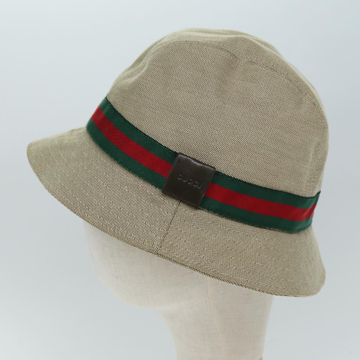 GUCCI Web Sherry Line Hat Canvas M Beige Red Green am6132