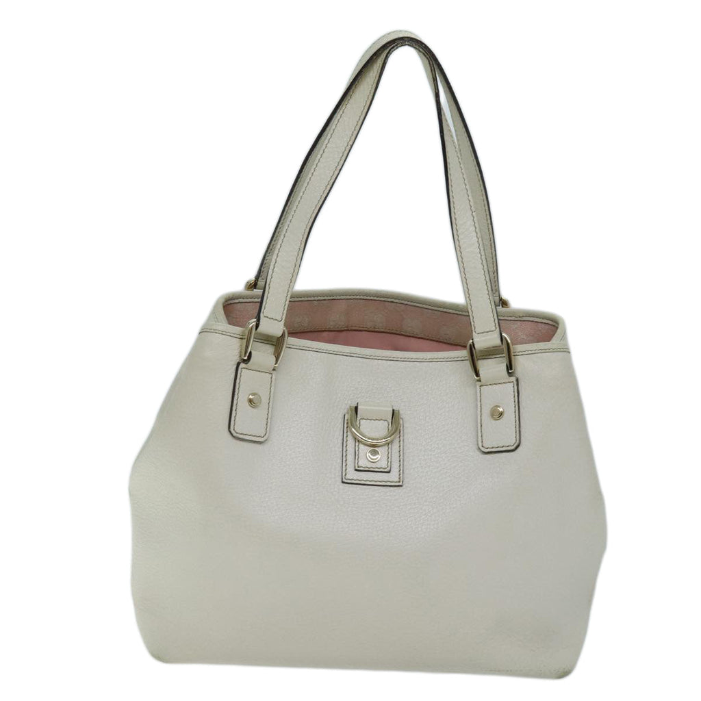 GUCCI Abbey Tote Bag Leather White 154373 am6134