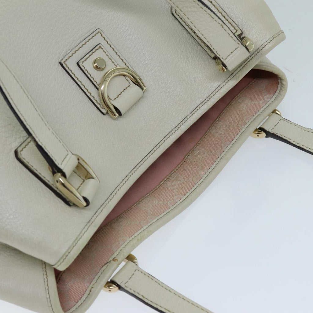 GUCCI Abbey Tote Bag Leather White 154373 am6134