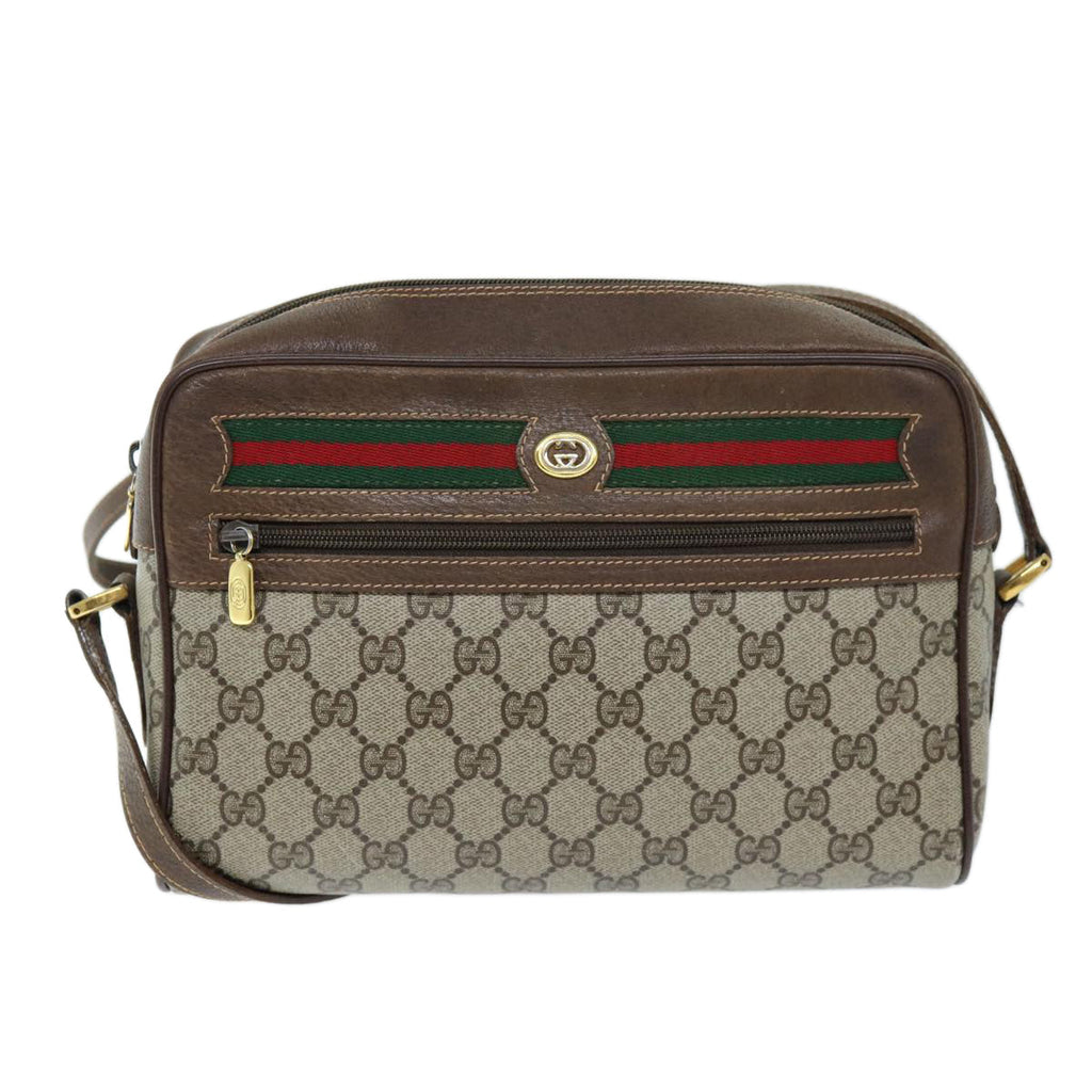 GUCCI GG Supreme Web Sherry Line Shoulder Bag PVC Beige 119 02 088 am6135