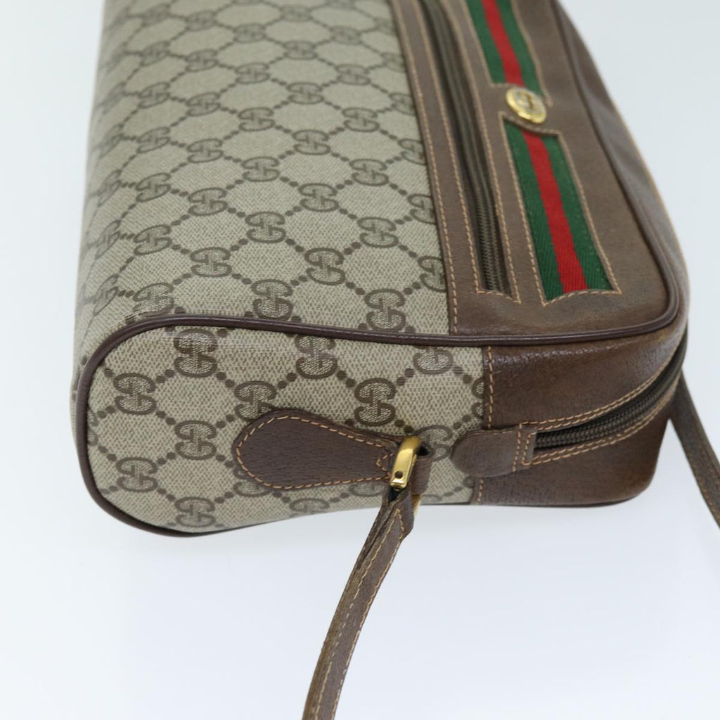 GUCCI GG Supreme Web Sherry Line Shoulder Bag PVC Beige 119 02 088 am6135
