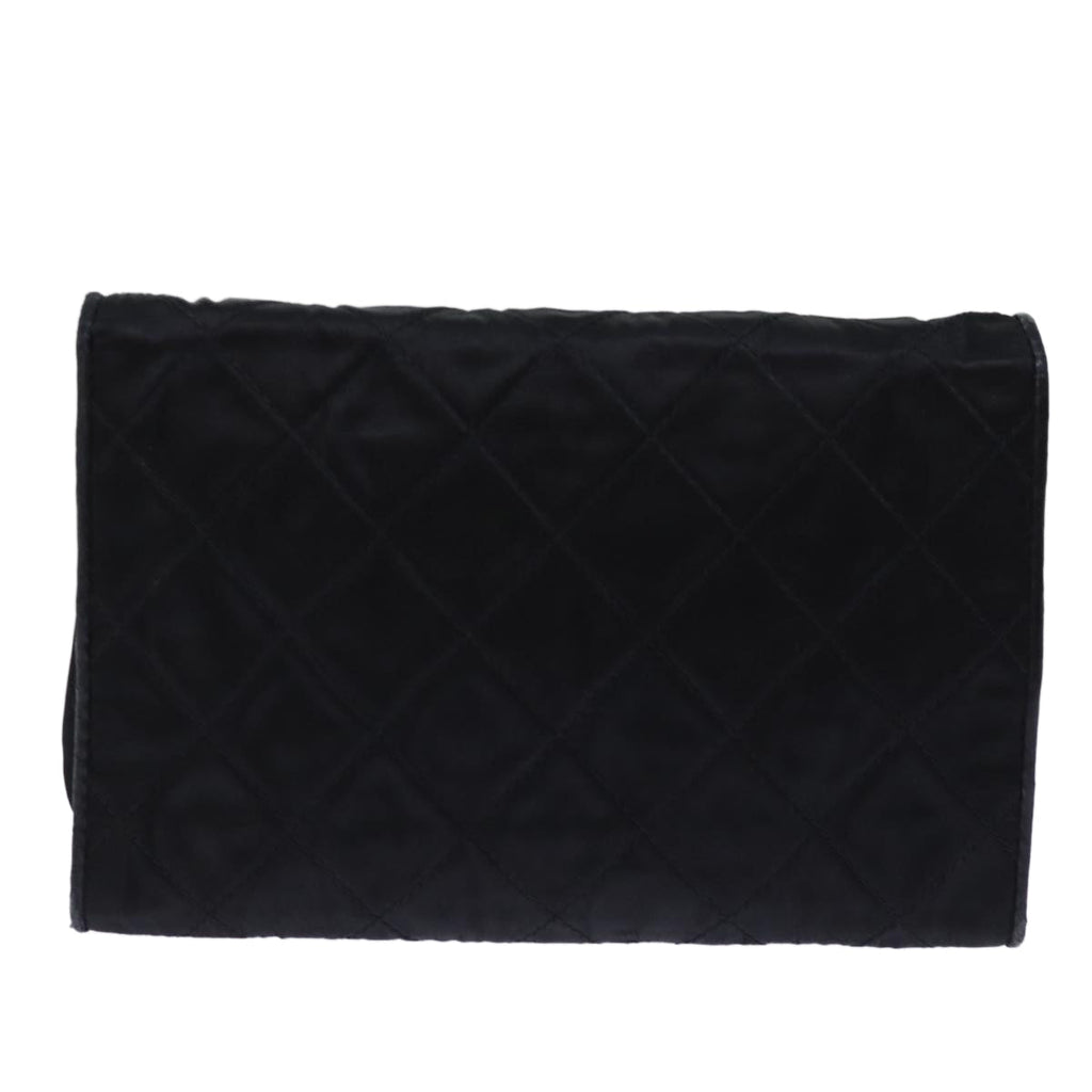 CHANEL Matelasse Chain Shoulder Bag Satin Black CC am6152A