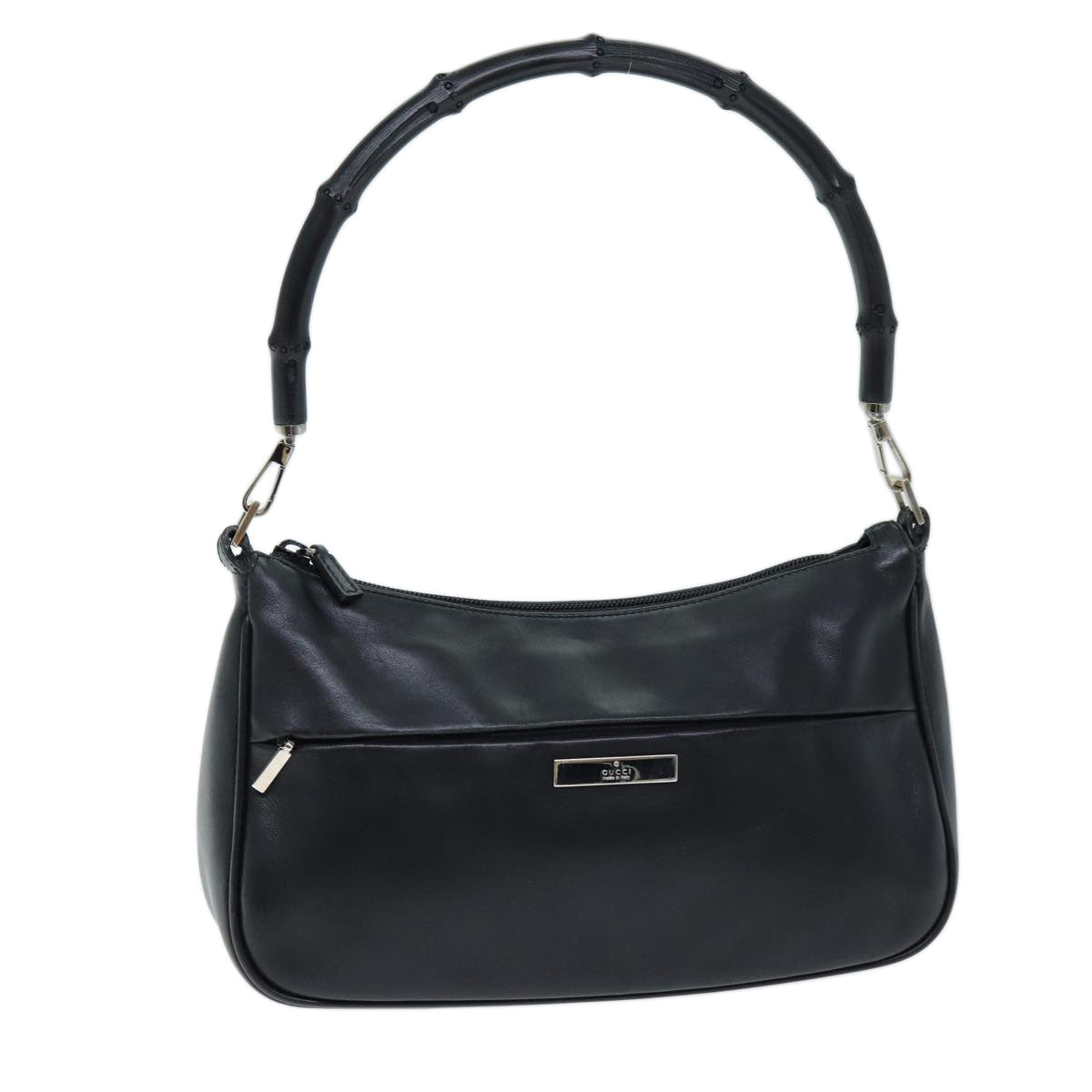 GUCCI Bamboo Shoulder Bag Leather Black 001 3865 am6186