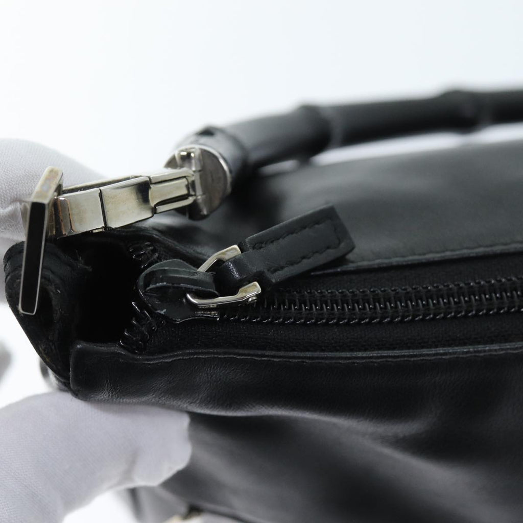 GUCCI Bamboo Shoulder Bag Leather Black 001 3865 am6186