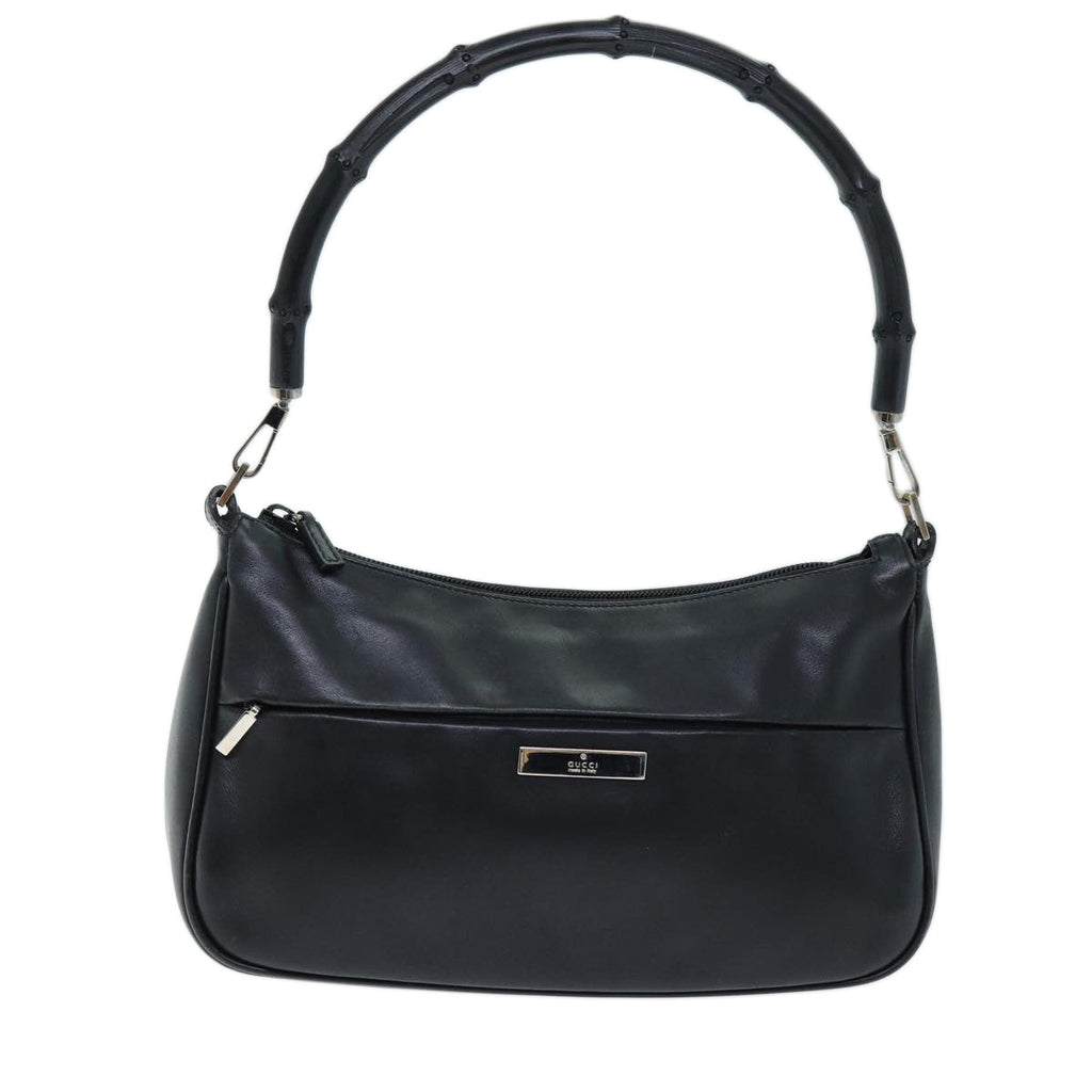 GUCCI Bamboo Shoulder Bag Leather Black 001 3865 am6186
