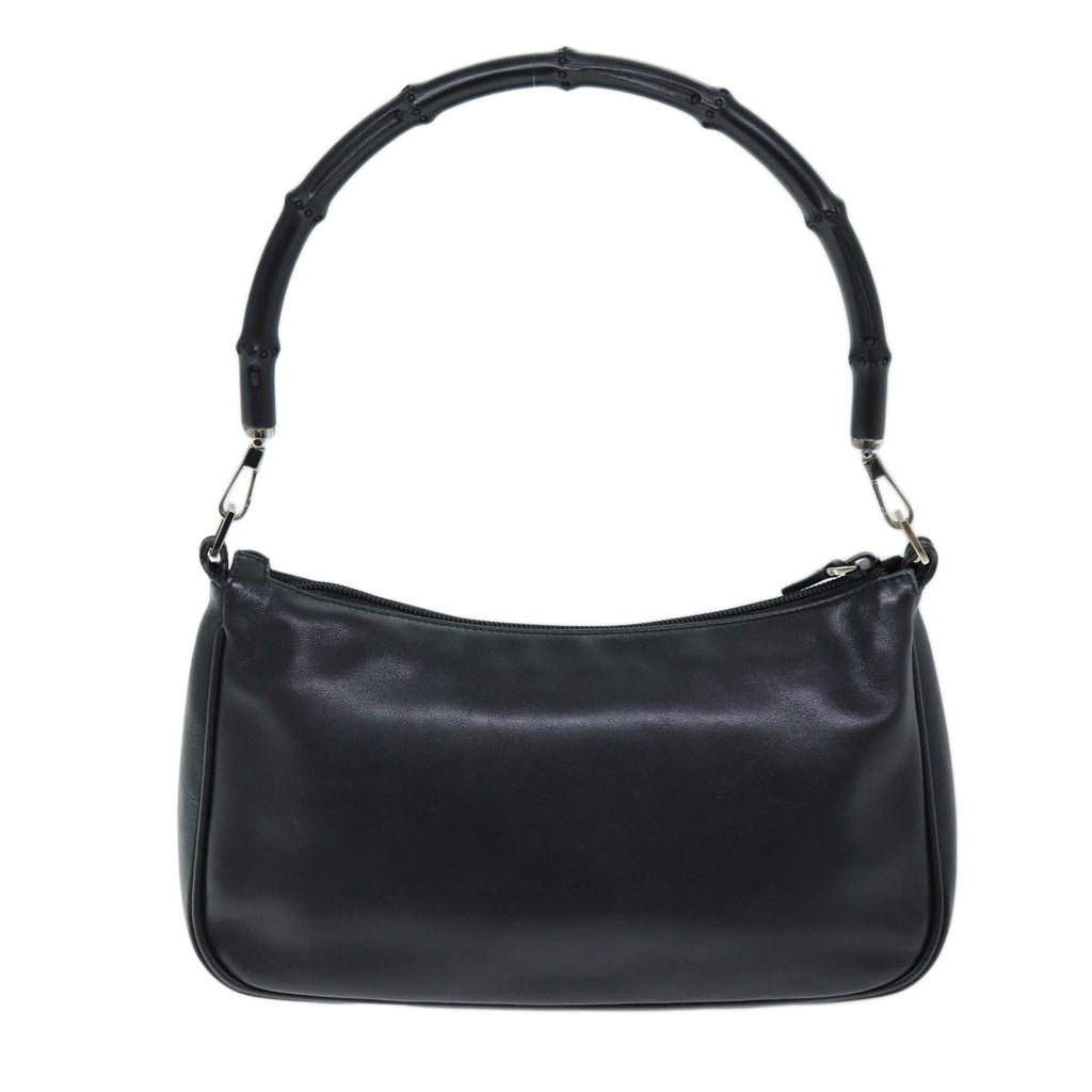 GUCCI Bamboo Shoulder Bag Leather Black 001 3865 am6186