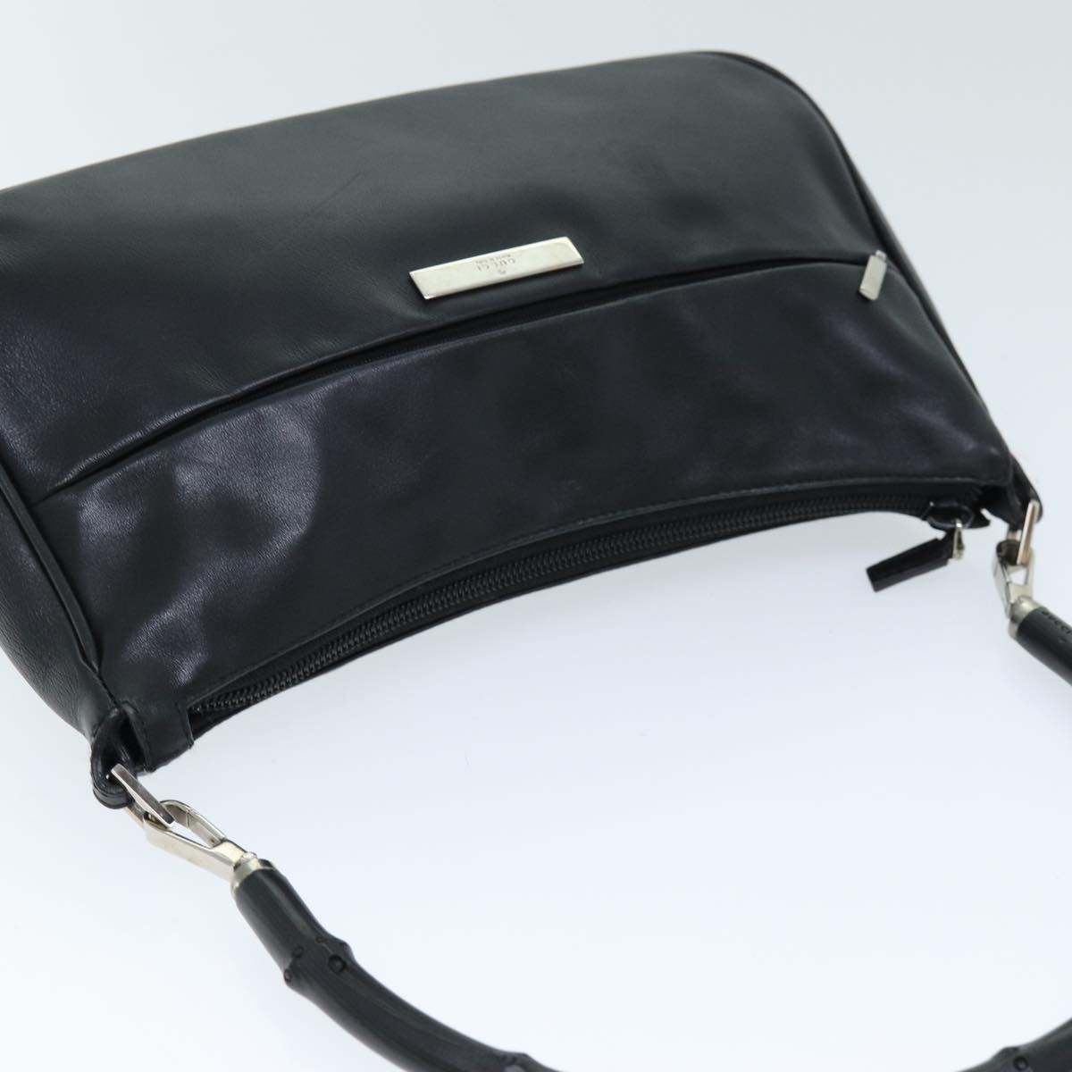 GUCCI Bamboo Shoulder Bag Leather Black 001 3865 am6186