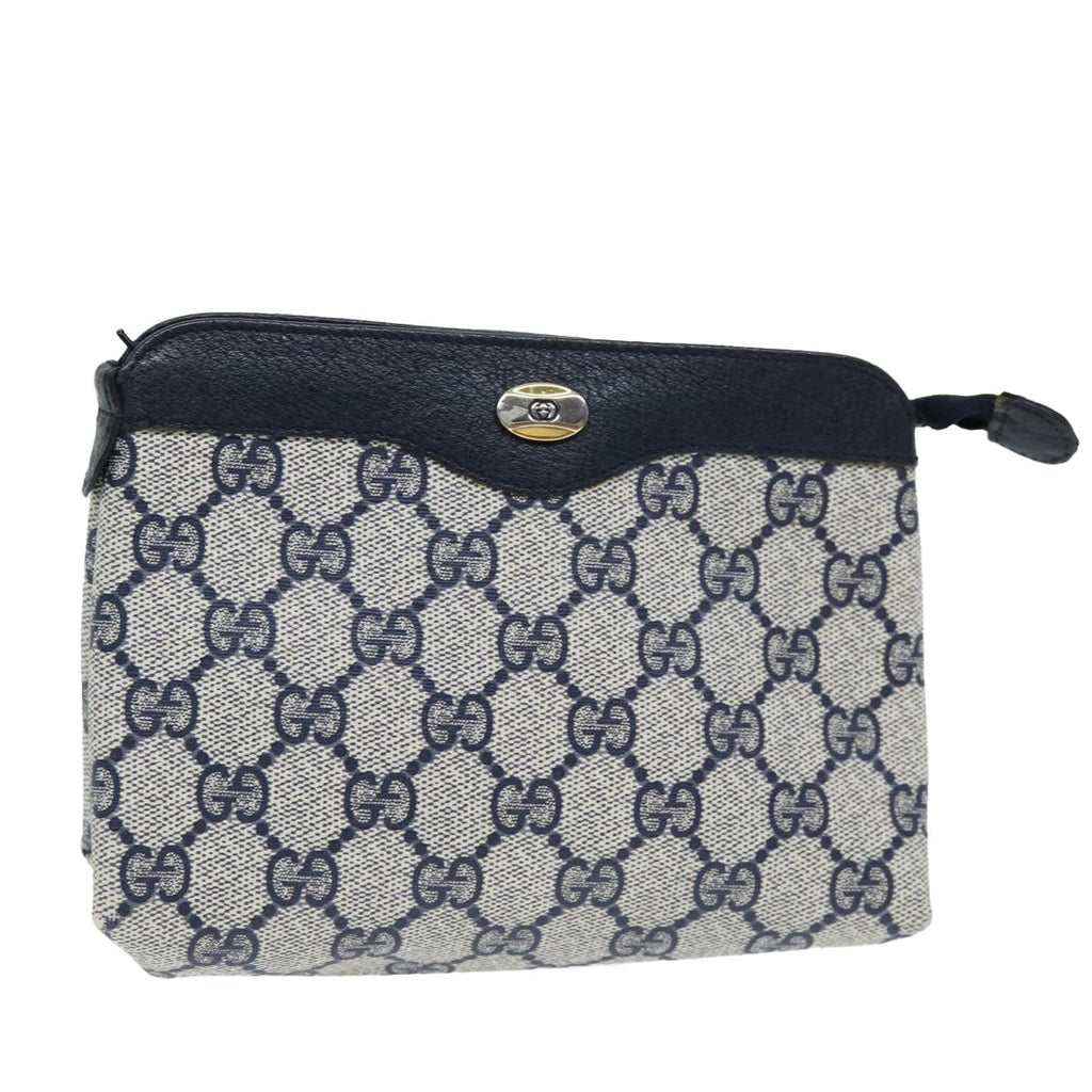 GUCCI GG Supreme Pouch PVC Leather Navy 89 01 020 am6188