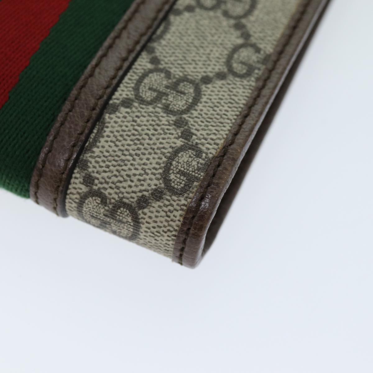 GUCCI GG Supreme Web Sherry Line Shoulder Bag PVC Beige Red 625757 am6198