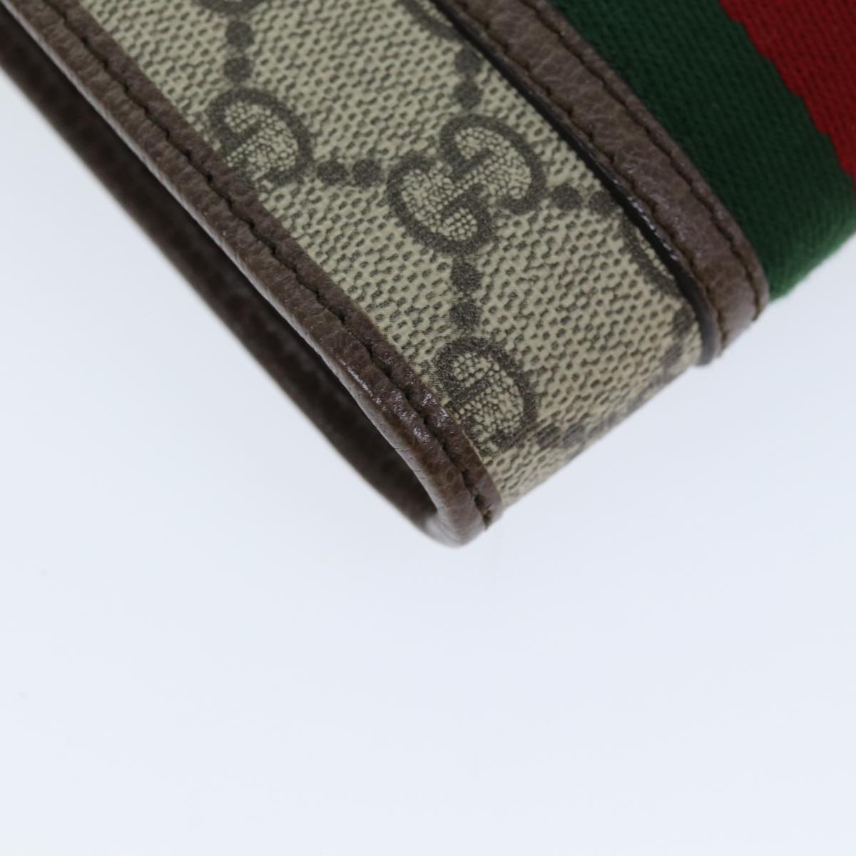 GUCCI GG Supreme Web Sherry Line Shoulder Bag PVC Beige Red 625757 am6198