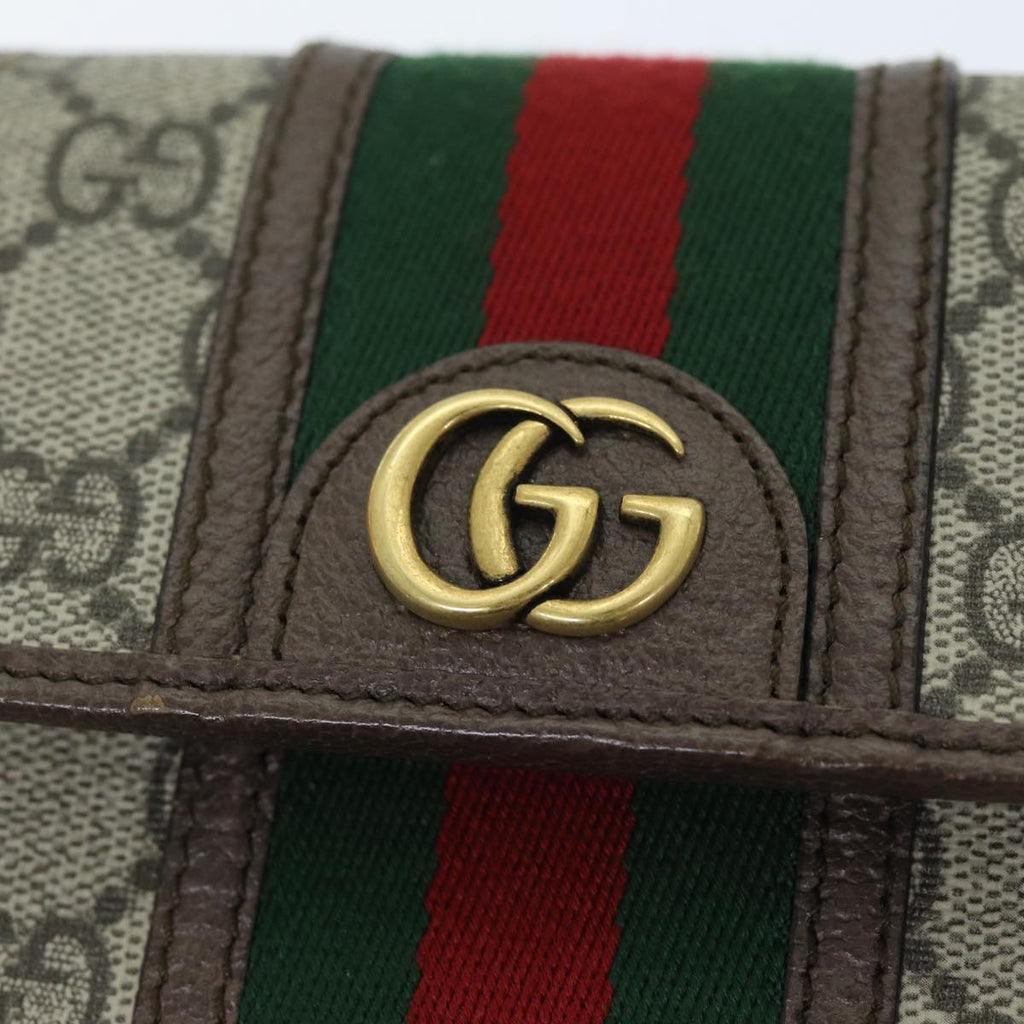 GUCCI GG Supreme Web Sherry Line Shoulder Bag PVC Beige Red 625757 am6198