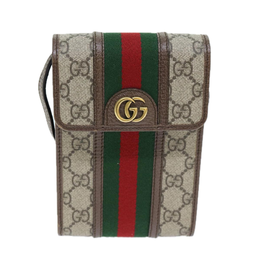 GUCCI GG Supreme Web Sherry Line Shoulder Bag PVC Beige Red 625757 am6198