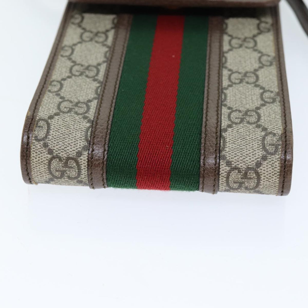 GUCCI GG Supreme Web Sherry Line Shoulder Bag PVC Beige Red 625757 am6198