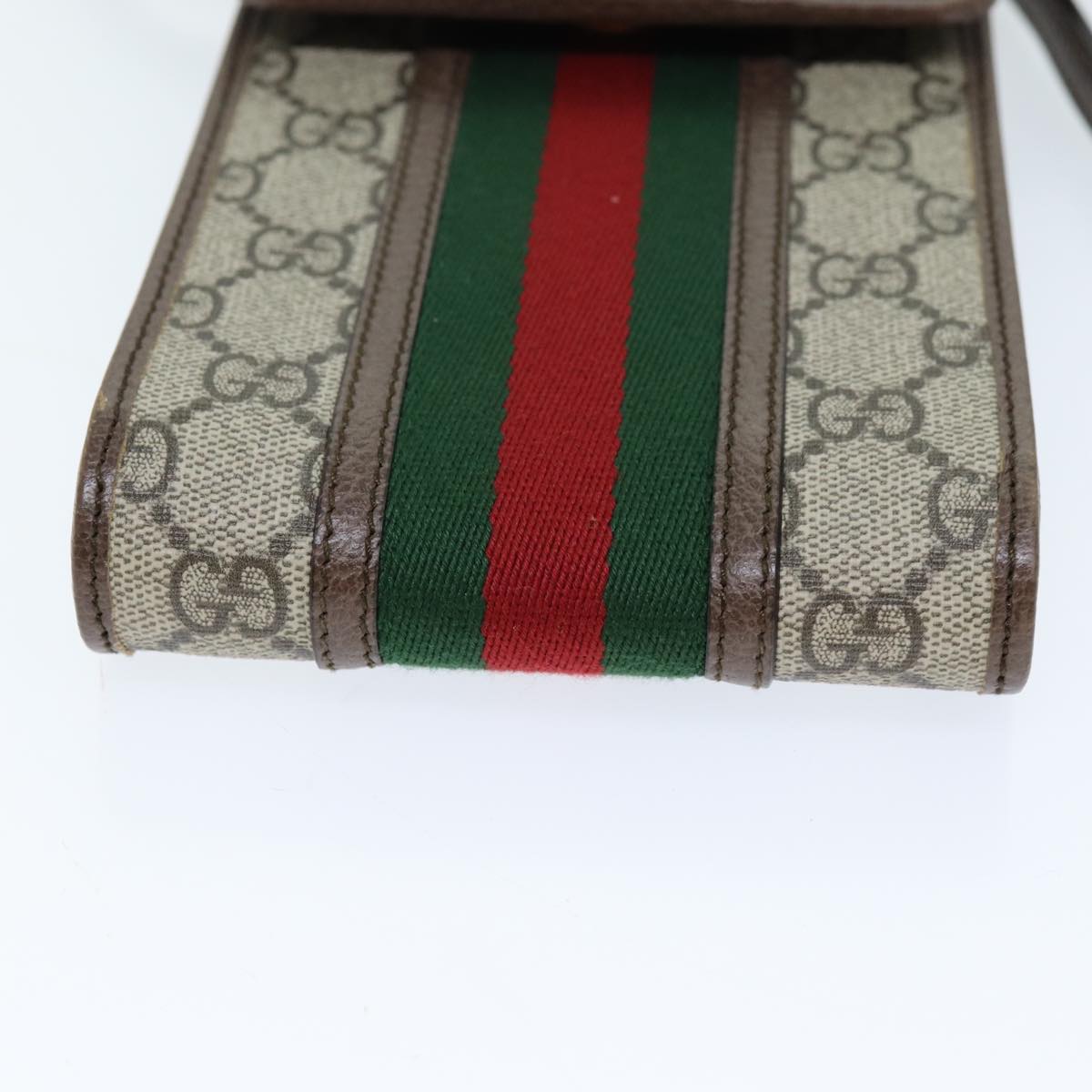 GUCCI GG Supreme Web Sherry Line Shoulder Bag PVC Beige Red 625757 am6198