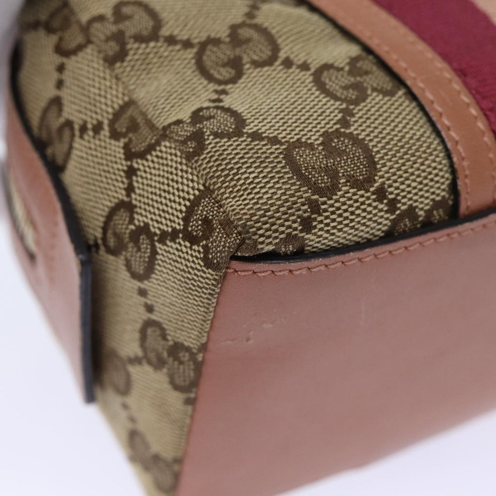 GUCCI GG Canvas Sherry Line Pouch Beige Wine Red 256636 am6220