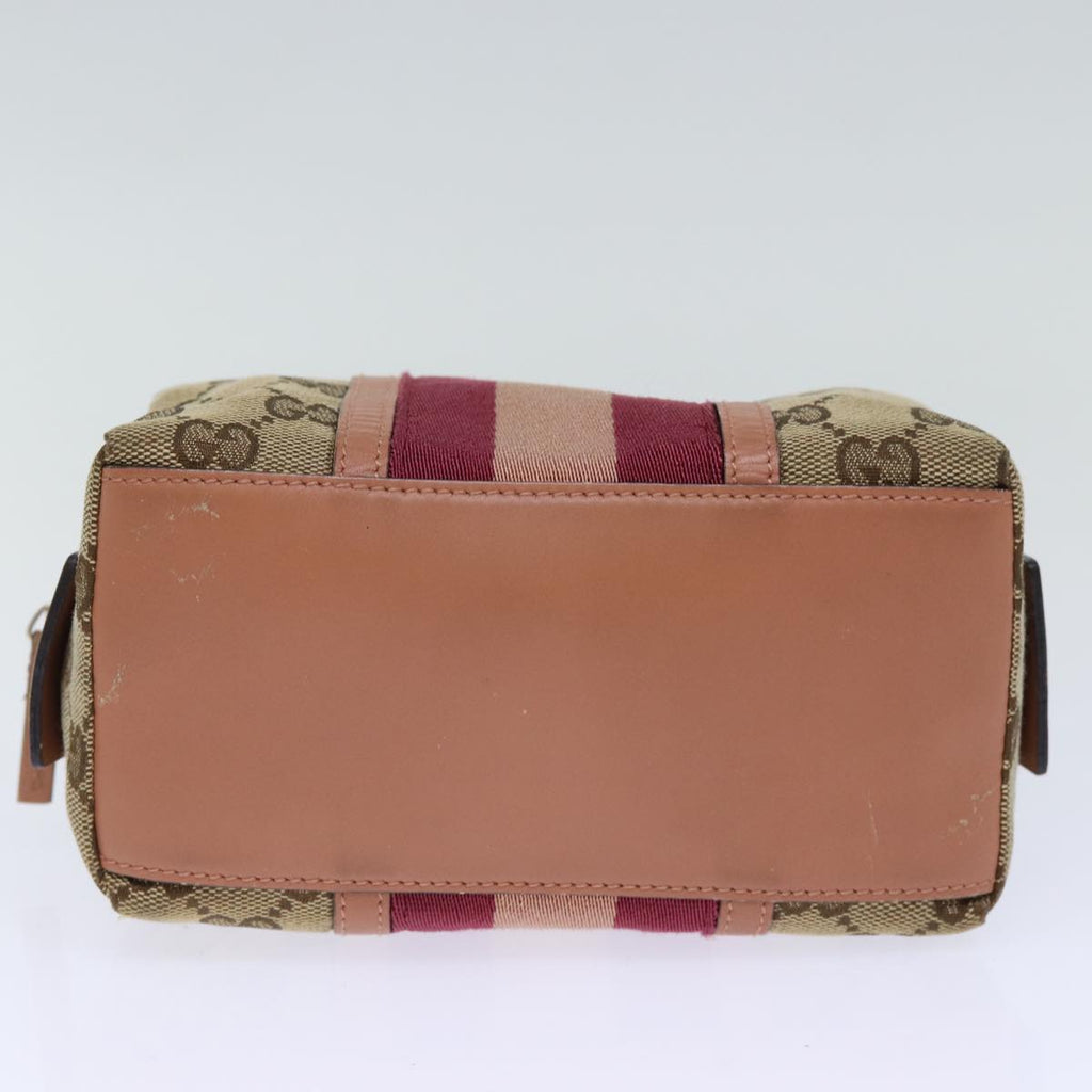 GUCCI GG Canvas Sherry Line Pouch Beige Wine Red 256636 am6220