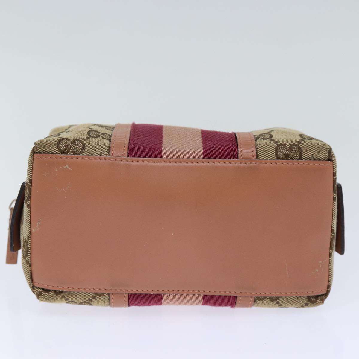 GUCCI GG Canvas Sherry Line Pouch Beige Wine Red 256636 am6220