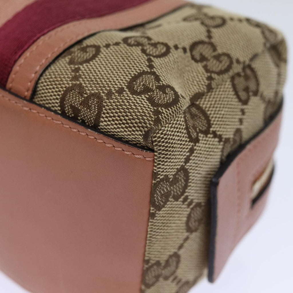 GUCCI GG Canvas Sherry Line Pouch Beige Wine Red 256636 am6220
