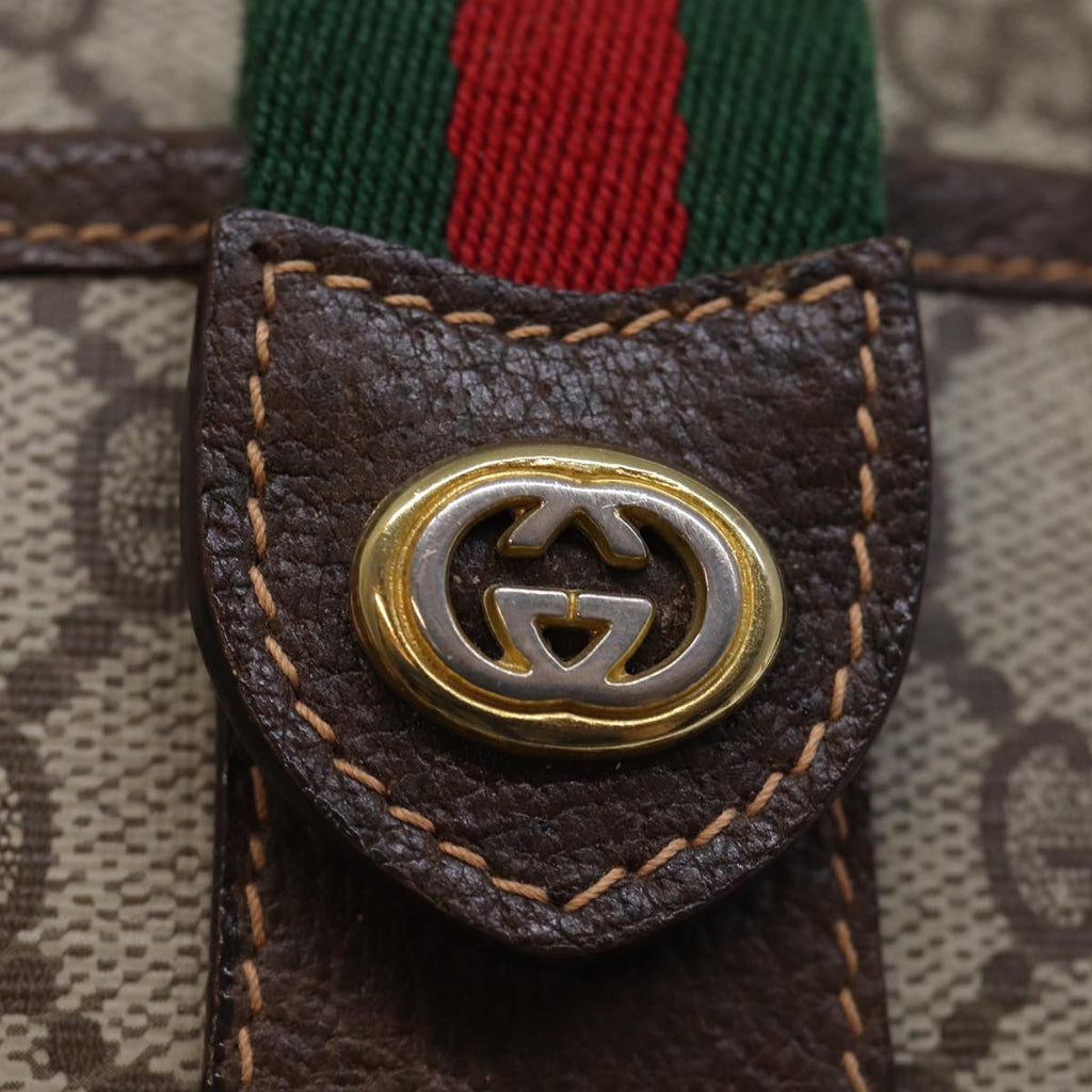 GUCCI GG Supreme Web Sherry Line Shoulder Bag Beige Red 89 02 032 am6223