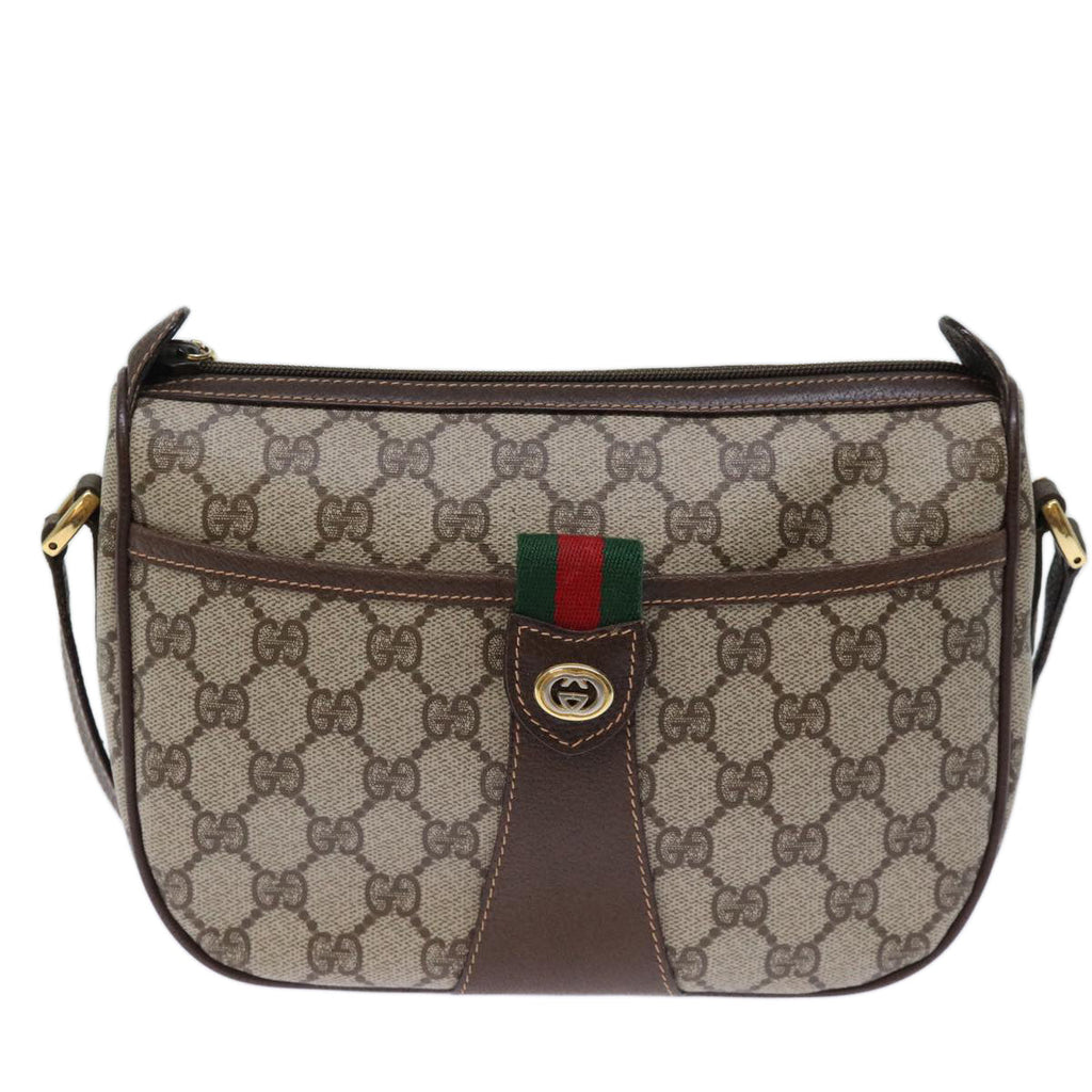 GUCCI GG Supreme Web Sherry Line Shoulder Bag Beige Red 89 02 032 am6223