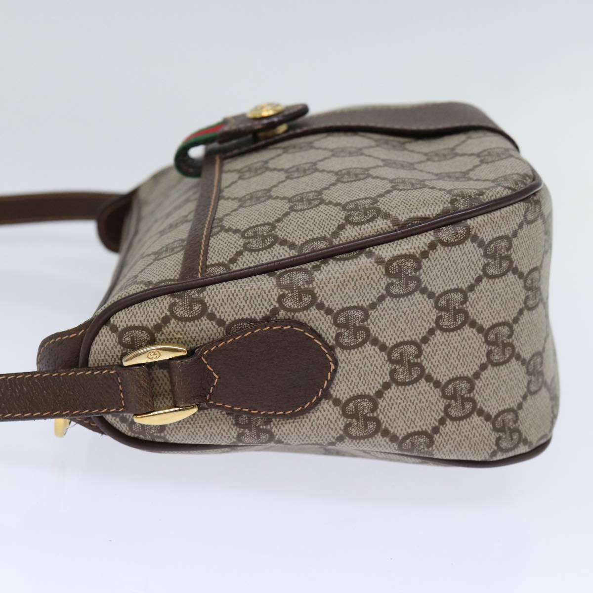 GUCCI GG Supreme Web Sherry Line Shoulder Bag Beige Red 89 02 032 am6223