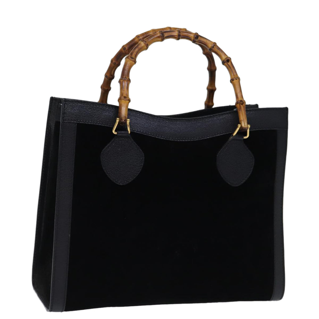 GUCCI Bamboo Hand Bag Suede Leather Black 002 123 0260 am6224
