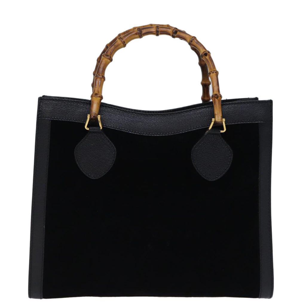 GUCCI Bamboo Hand Bag Suede Leather Black 002 123 0260 am6224