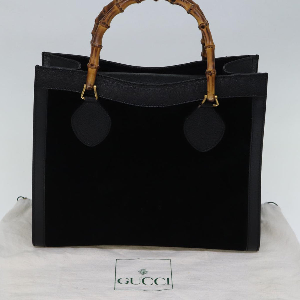 GUCCI Bamboo Hand Bag Suede Leather Black 002 123 0260 am6224