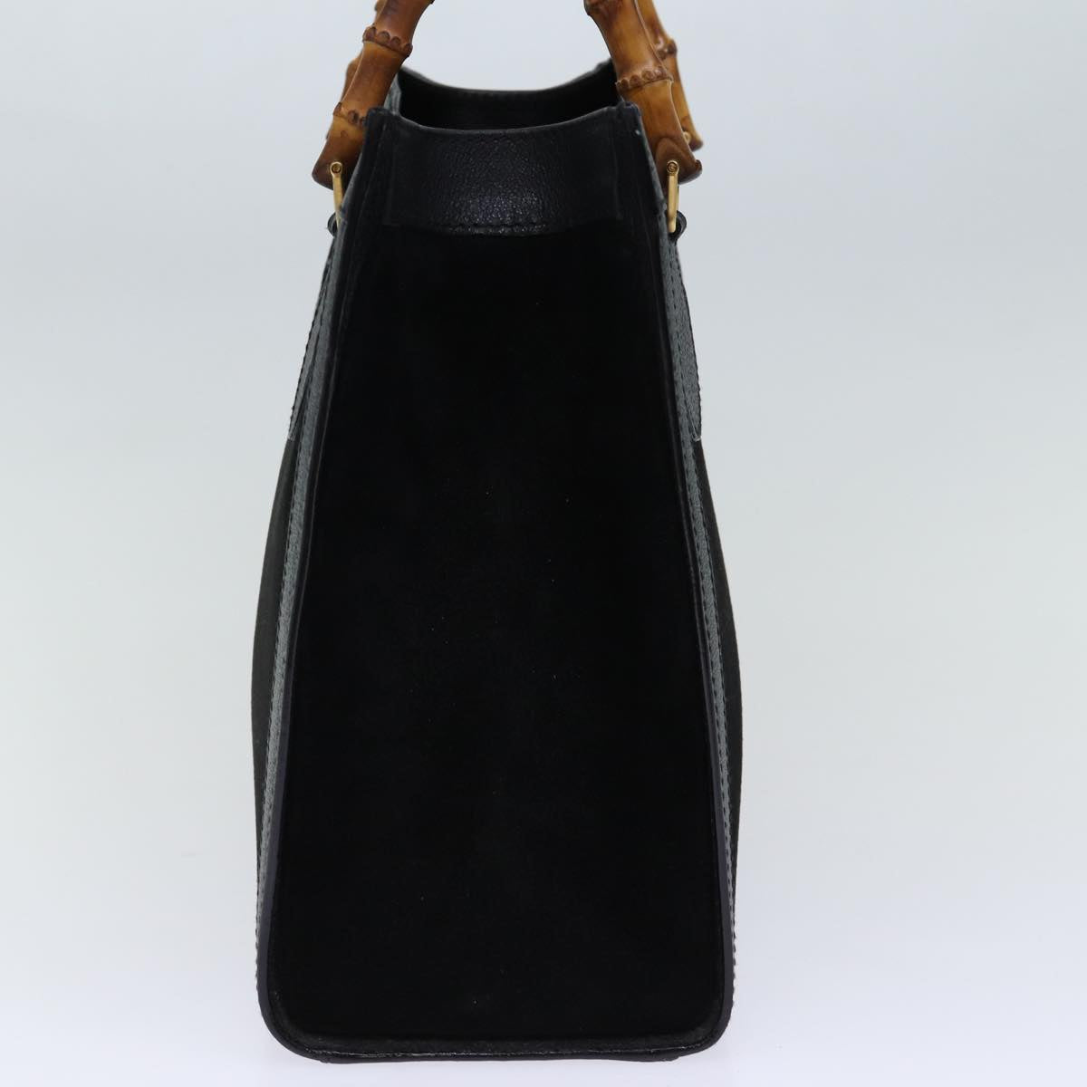 GUCCI Bamboo Hand Bag Suede Leather Black 002 123 0260 am6224