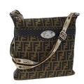 FENDI Zucca Canvas Shoulder Bag Black Brown am6285