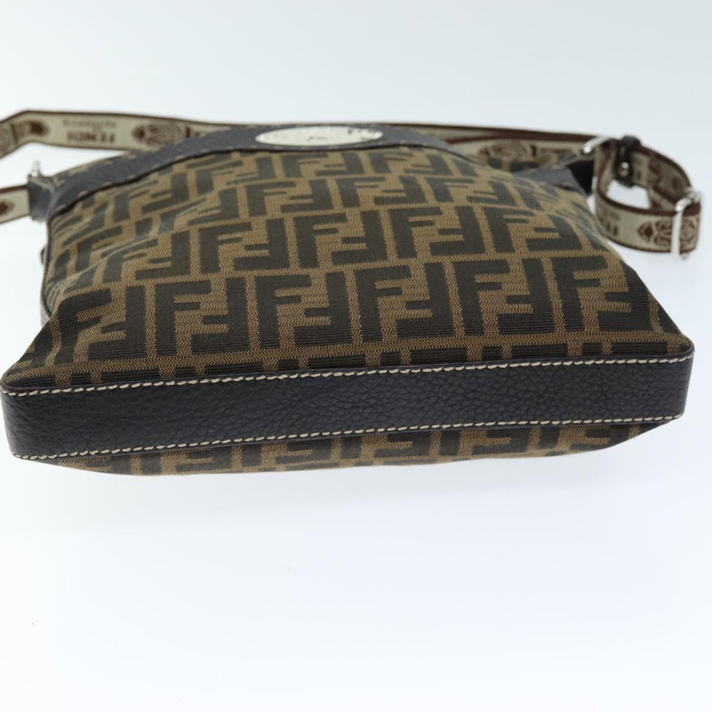 FENDI Zucca Canvas Shoulder Bag Black Brown am6285
