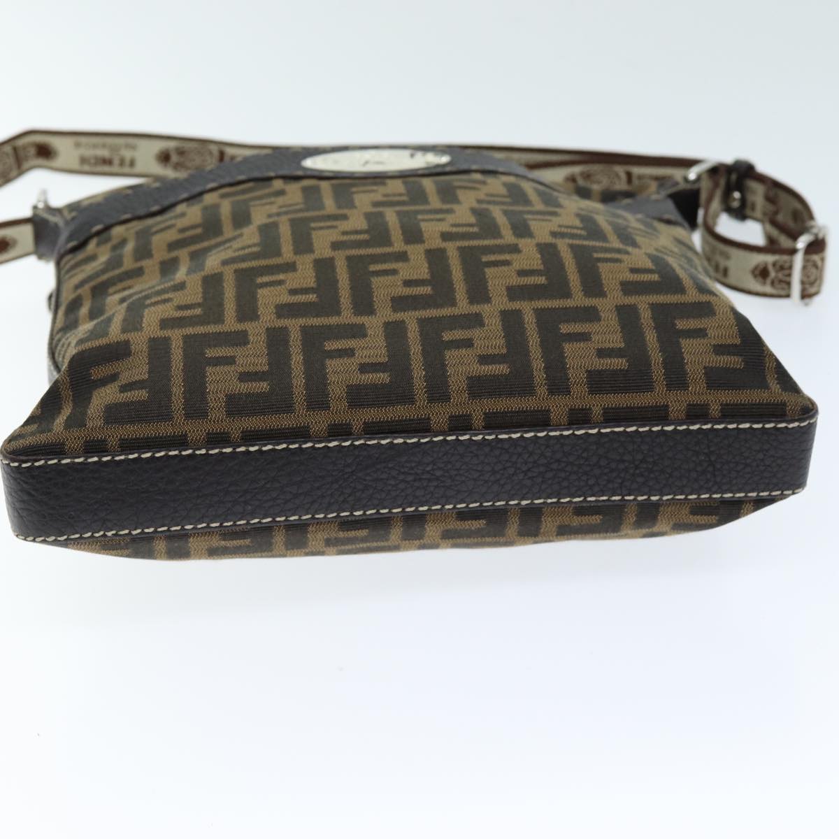 FENDI Zucca Canvas Shoulder Bag Black Brown am6285