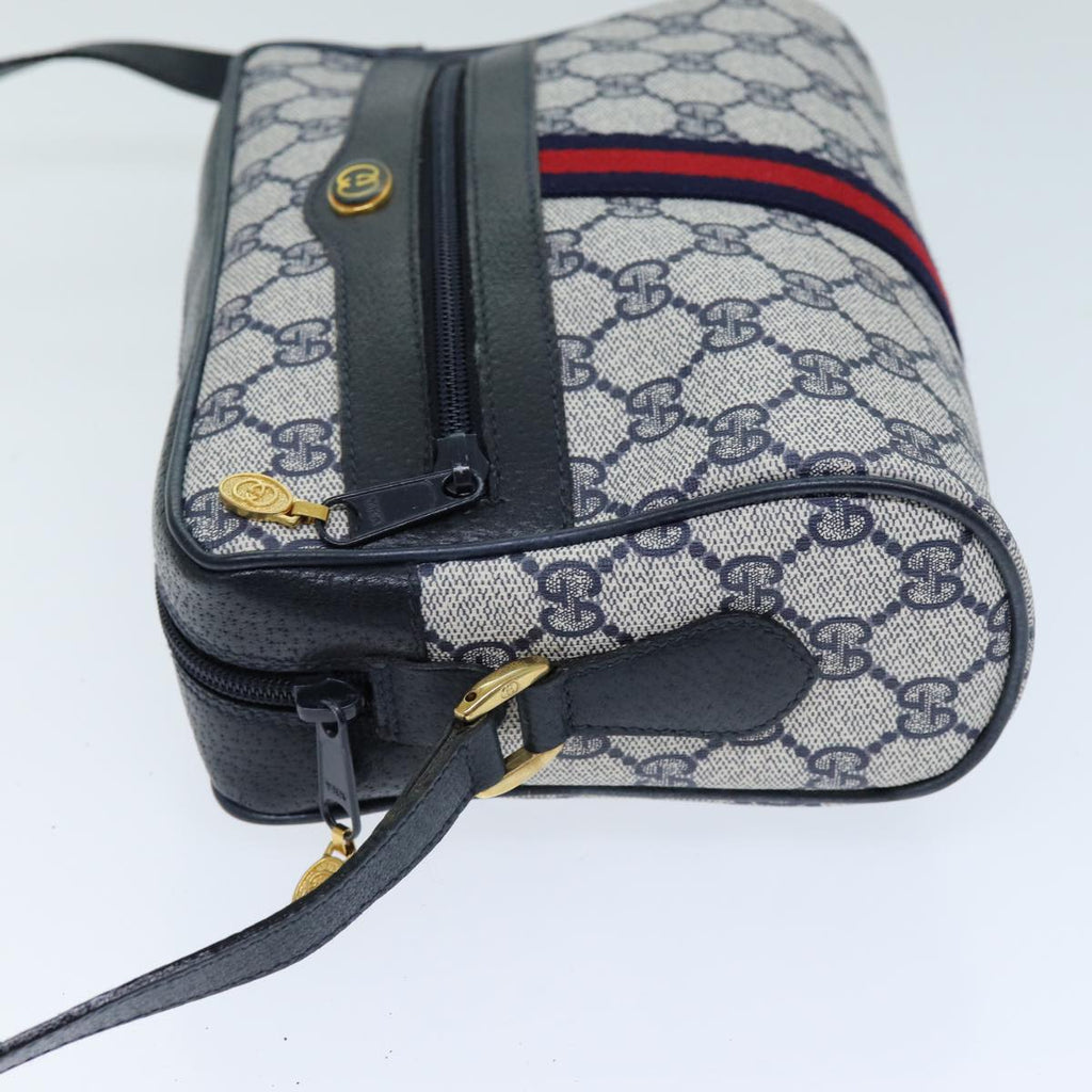 GUCCI GG Supreme Sherry Line Shoulder Bag PVC Navy Red 56 02 004 am6288