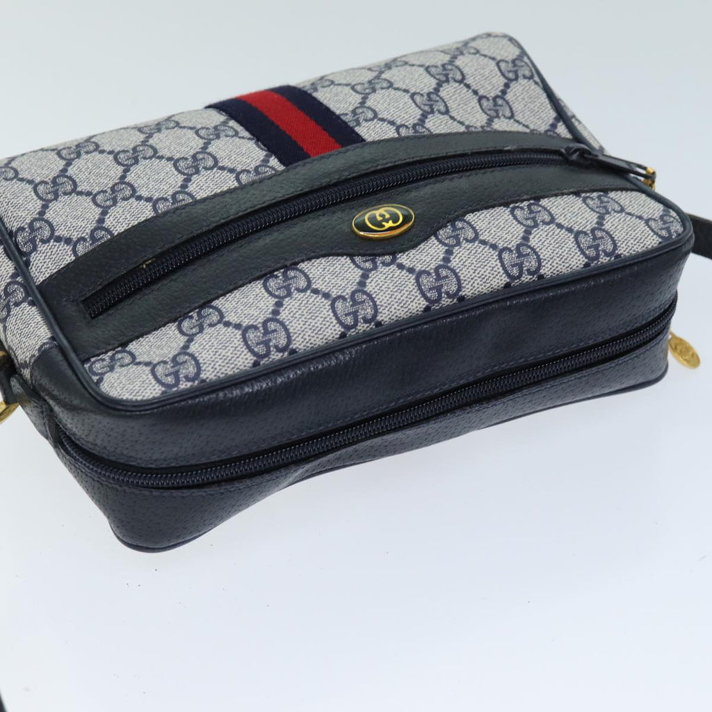 GUCCI GG Supreme Sherry Line Shoulder Bag PVC Navy Red 56 02 004 am6288