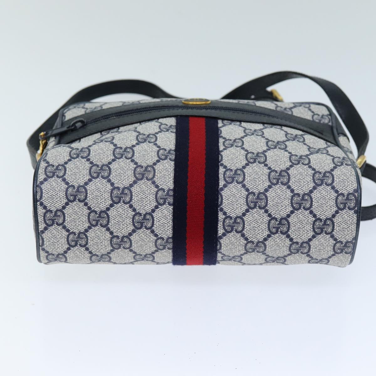 GUCCI GG Supreme Sherry Line Shoulder Bag PVC Navy Red 56 02 004 am6288