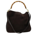 GUCCI Bamboo Hand Bag Suede 2way Brown 001 3444 1577 am6304