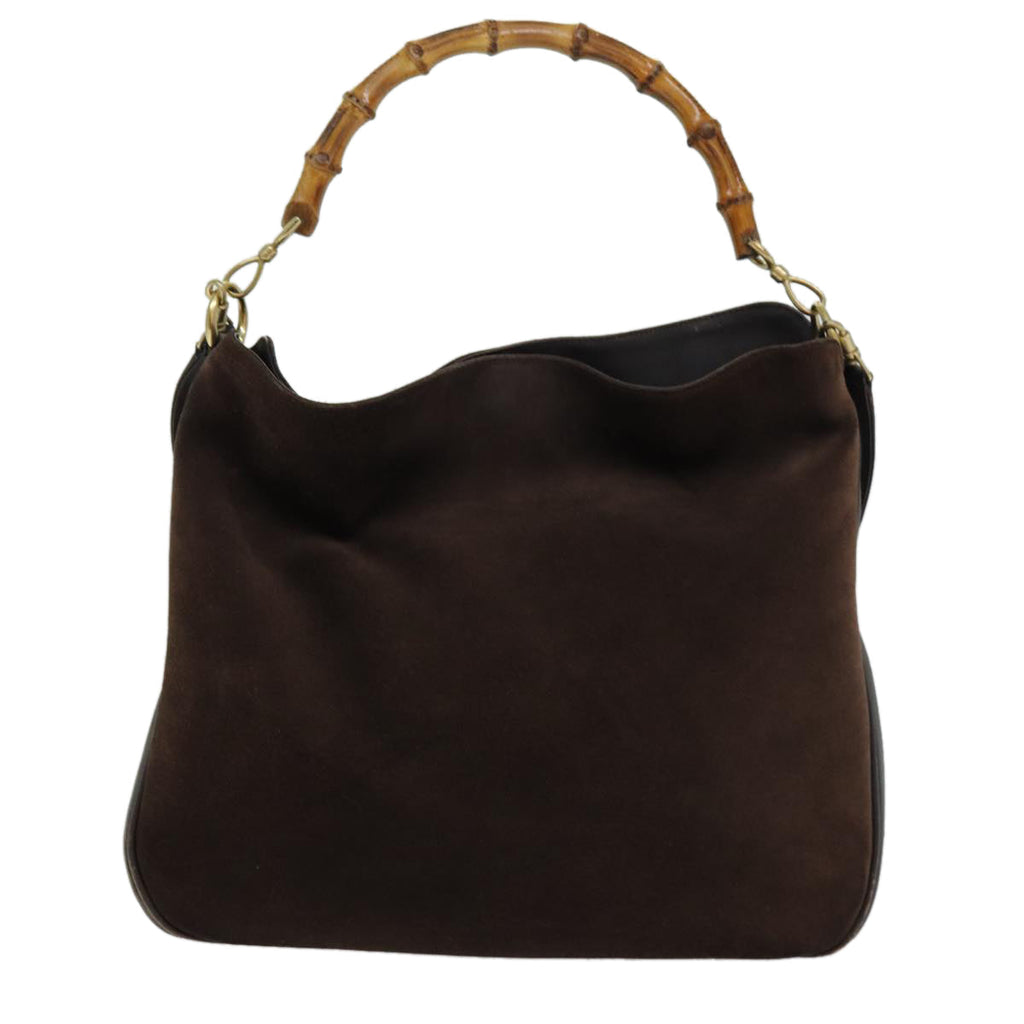 GUCCI Bamboo Hand Bag Suede 2way Brown 001 3444 1577 am6304