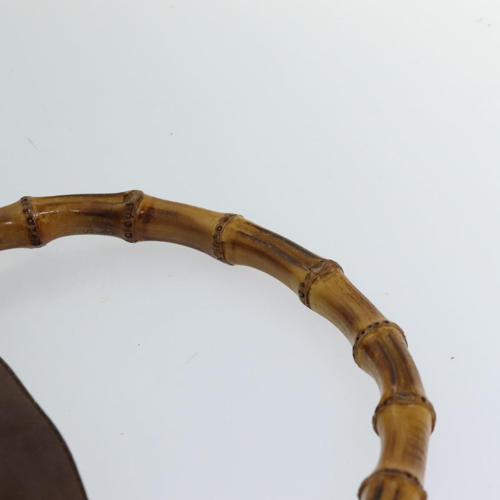 GUCCI Bamboo Hand Bag Suede 2way Brown 001 3444 1577 am6304