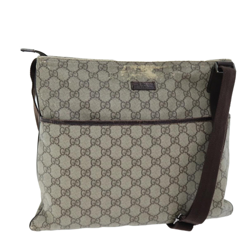 GUCCI GG Supreme Shoulder Bag PVC Leather Beige 141198 am6305