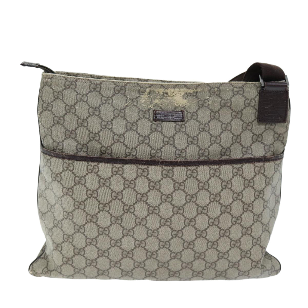 GUCCI GG Supreme Shoulder Bag PVC Leather Beige 141198 am6305